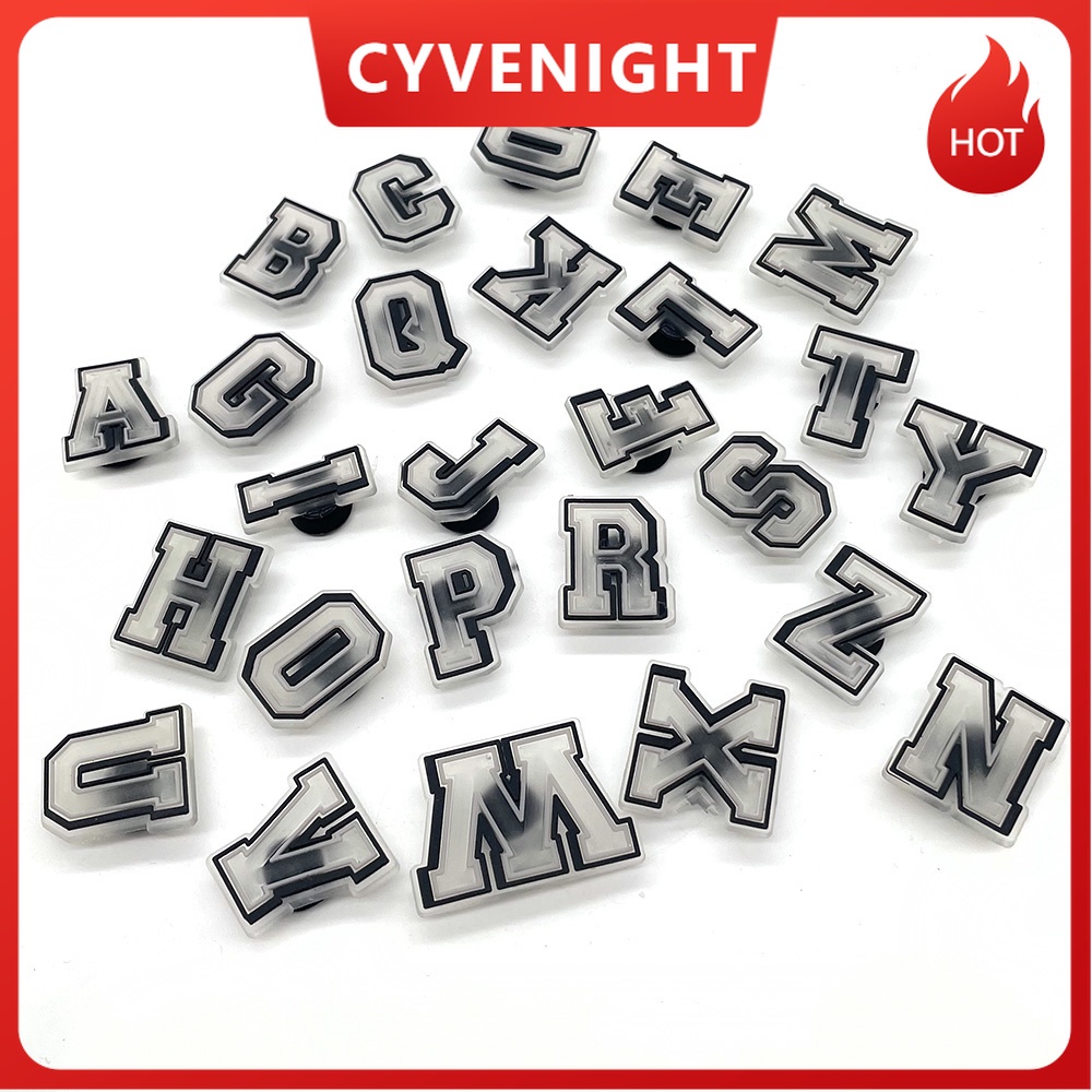 Phụ Kiện Trang Trí Lỗ Giày Lỗ Giày Bằng PVC Hình Hoa Graffiti A Đến Z Màu Dạ Quang