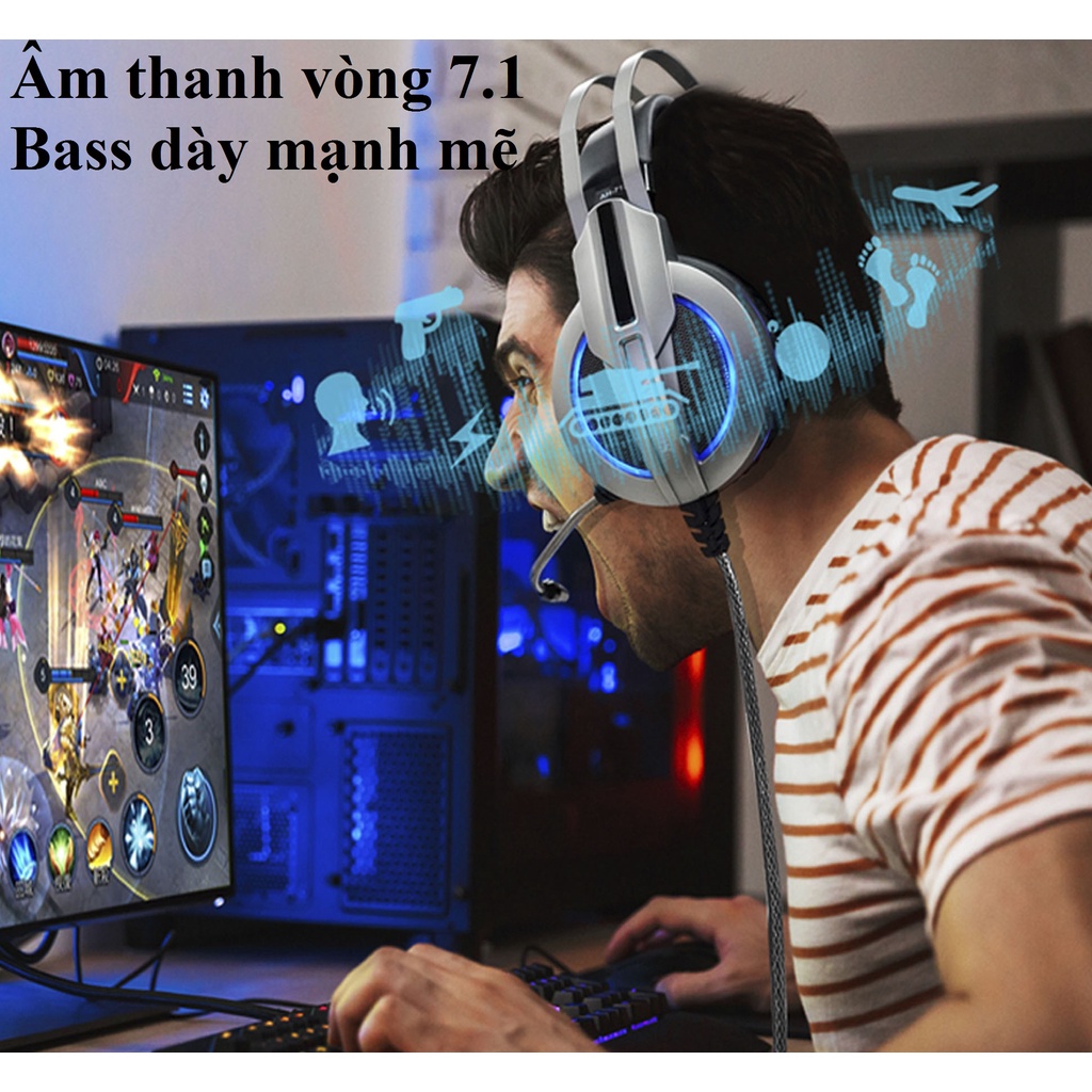 Tai nghe gaming chụp tai 1 chân cắm USB âm thanh vòm 7.1 SOUNDMAX AH-712