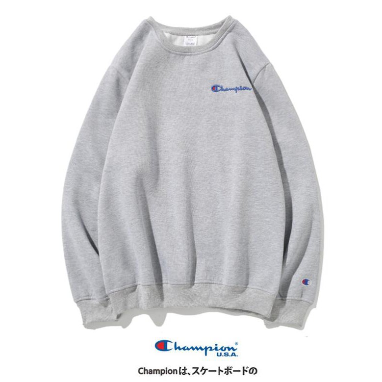 Áo Sweater Cotton Cổ Tròn Thêu Chữ Champion Thời Trang Cho Nam Nữ