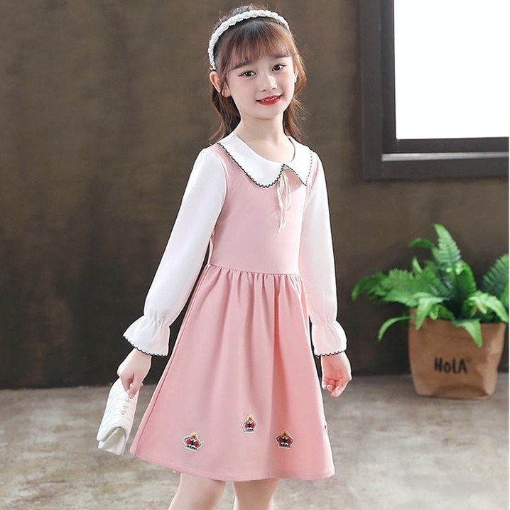 Đầm Công Chúa Mùa Thu Phong Cách Hàn Quốc Mới Cho Bé Gái 3-14 Tuổi sk