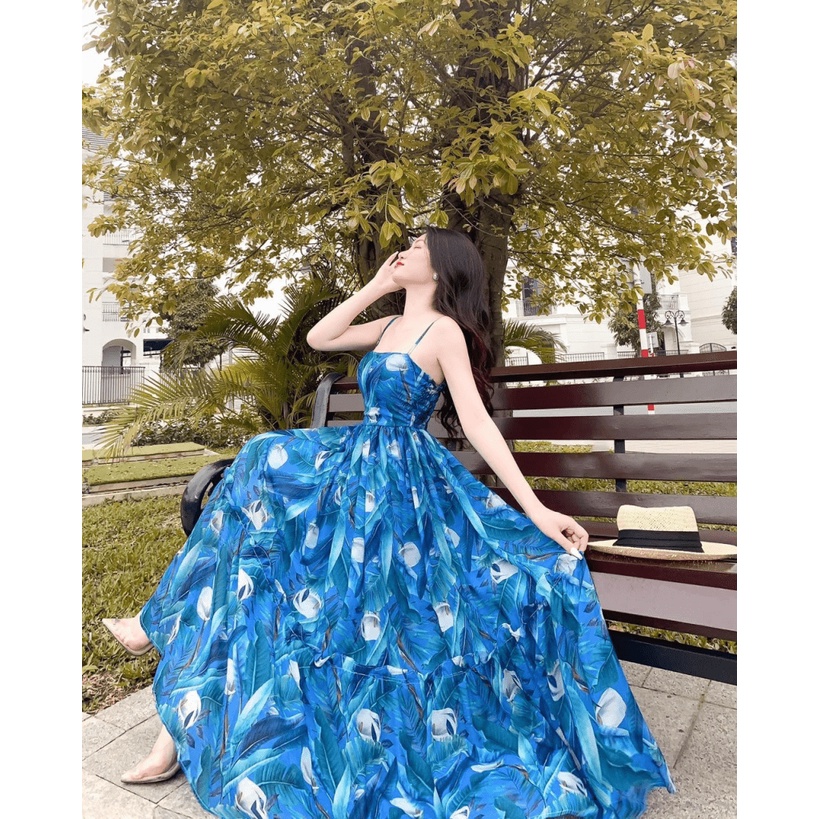 FREE SHIP ĐẦM MAXI HAI DÂY SANG CHẢNH SIÊU HOT PU