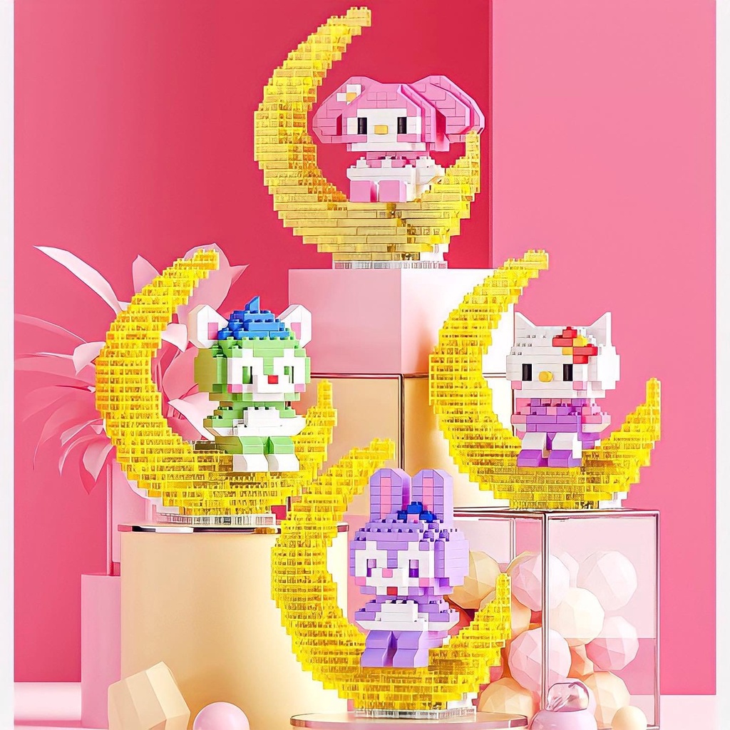 Đồ Chơi Lắp Ráp Lego Moonlight Hoạt Hình Stella / LinaBell / Cinnamoroll / Mickey / Kitty / Gấu Brown / Totoro [Tặng Đèn