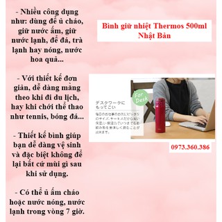 BÌNH GIỮ NÓNG, LẠNH THERMOS 500ML