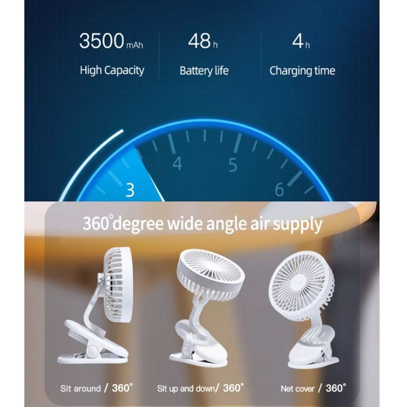 Quạt Sạc Kẹp Joyroom 3500mAh 2000mAh Quạt Sạc Mini Joyroom Có Thể Treo JR - CY 288 | BigBuy360 - bigbuy360.vn