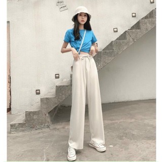 Quần ống rộng trơn lưng thun