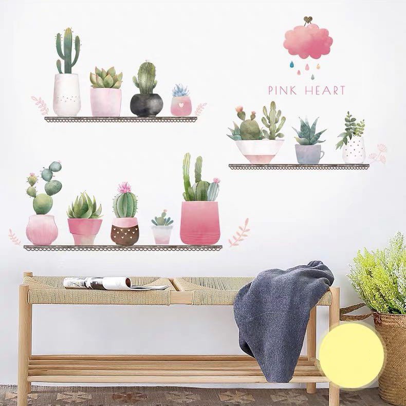 Decan dán tường 3D [THANH LÝ] Kệ hoa màu hồng phong cách Hàn Quốc AmyShop