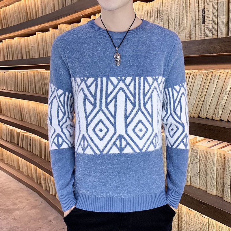 Áo Khoác Sweater Dệt Kim Dày Dặn Cổ Tròn Kiểu Hàn Quốc Thời Trang Cho Nam