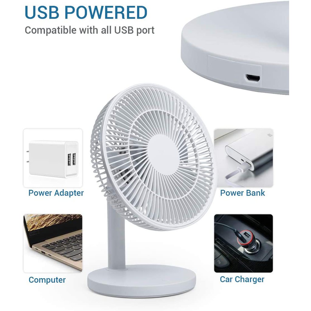 Quạt để bàn có thể điều chỉnh sạc USB 4 tốc độ 1800mAh phù hợp với gia đình/ văn phòng/ du lịch | BigBuy360 - bigbuy360.vn