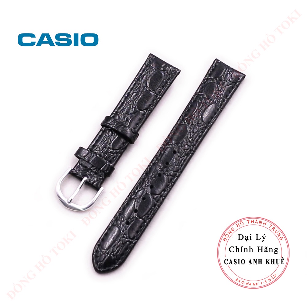 Dây da đồng hồ casio MTP-1094E, MTP-1154PE chính hãng da đen cỡ 18mm