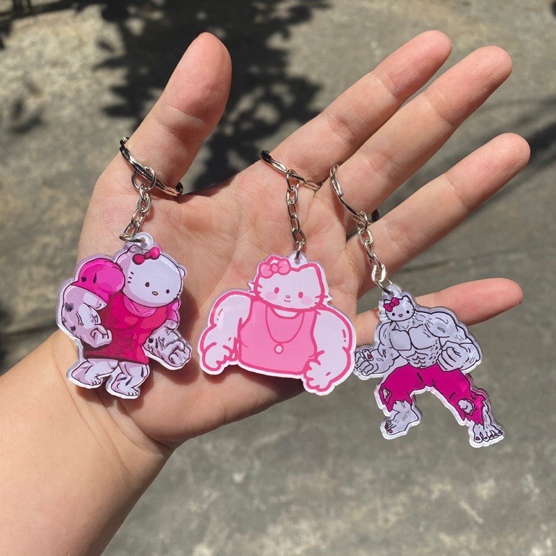Móc khoá mèo hello kitty cơ bắp đô con lực lưỡng đáng yêu dễ thương