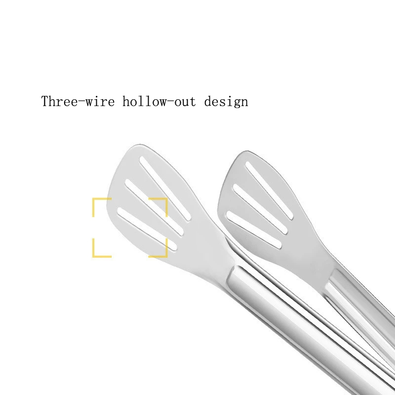 Kẹp gắp thức ăn bánh nướng thép không gỉ ba dải lỗ thép không gỉ đa năng tiện lợi