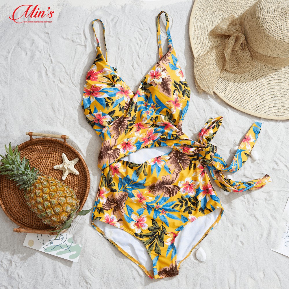 Bộ Đồ Bơi 1 Mảnh Body Họa Tiết Hoa Lá Tropical Nền Vàng, Có Đệm Ngực B028 MIN | BigBuy360 - bigbuy360.vn