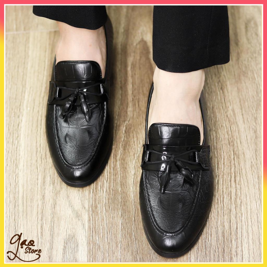 Giày Lười Nam  Dập Vân Cá Sấu Có Nơ Chuông  [Tặng Tất Khử Mùi ] Mã L177 | BigBuy360 - bigbuy360.vn