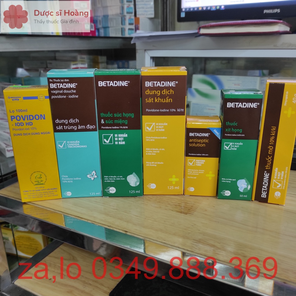Dung Dịch Betadine Sát Khuẩn, Súc Họng, Phụ Khoa, Xịt Mũi Họng Bentadin Povidon, Kem Mỡ Bitadine