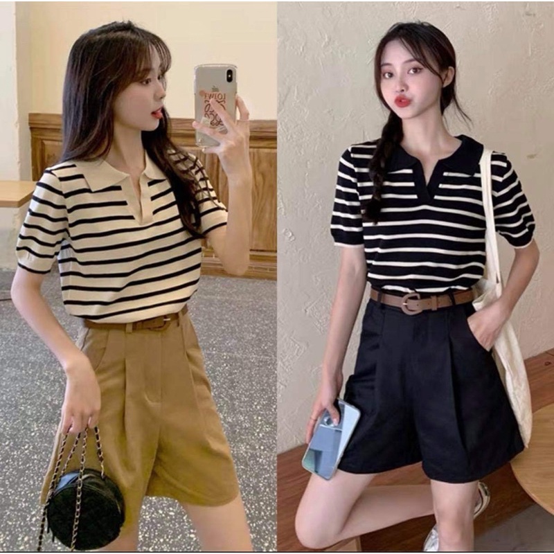 [ẢNH THẬT/SẴN]Áo LEN KẺ SỌC CỔ POLO HÀNG QUẢNG CHÂU SIÊU XINH | BigBuy360 - bigbuy360.vn