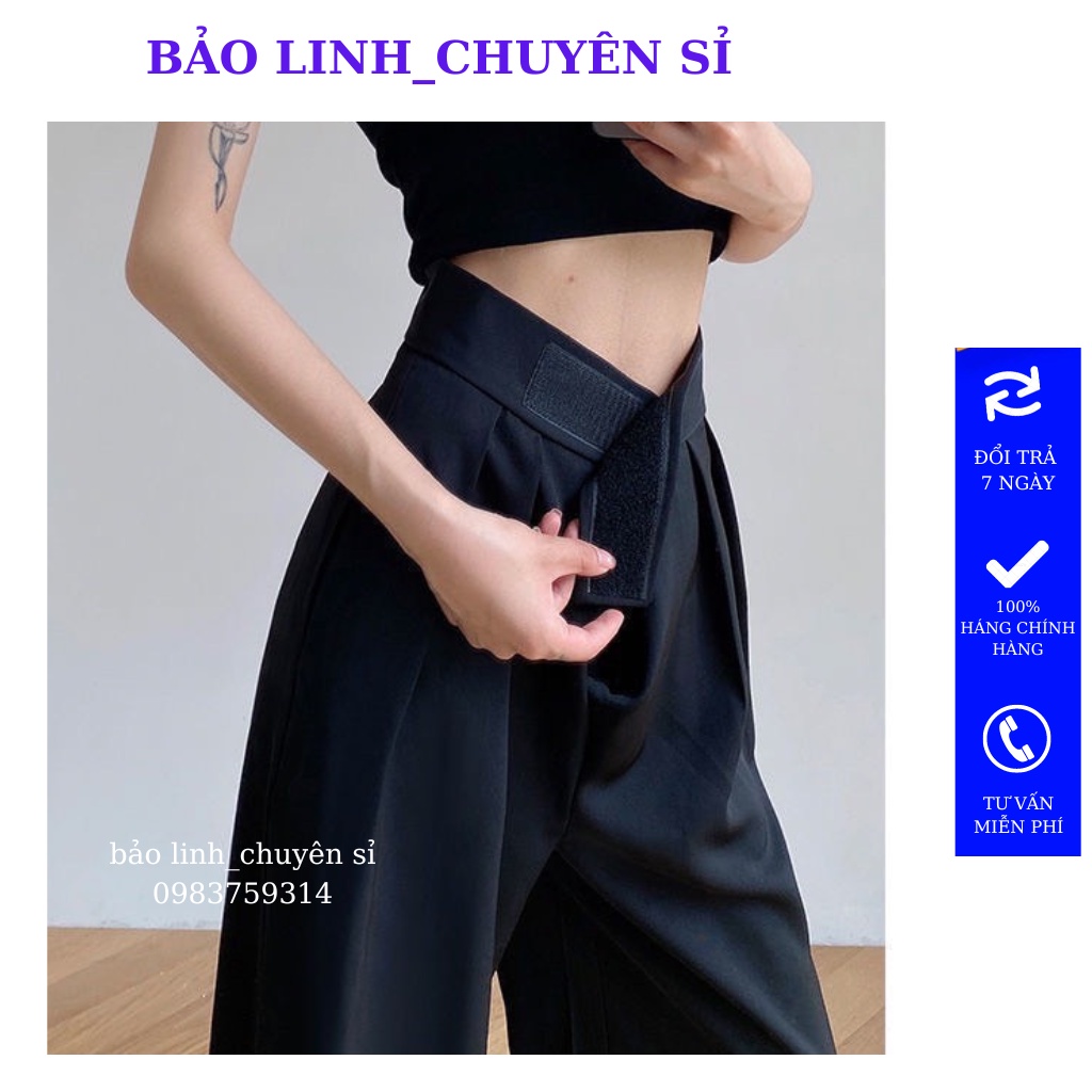 Quần Tây Ống Rộng Bảo Linh Ống Suông Nữ Lưng Cao Cạp Dán Siêu Hack Dáng M898