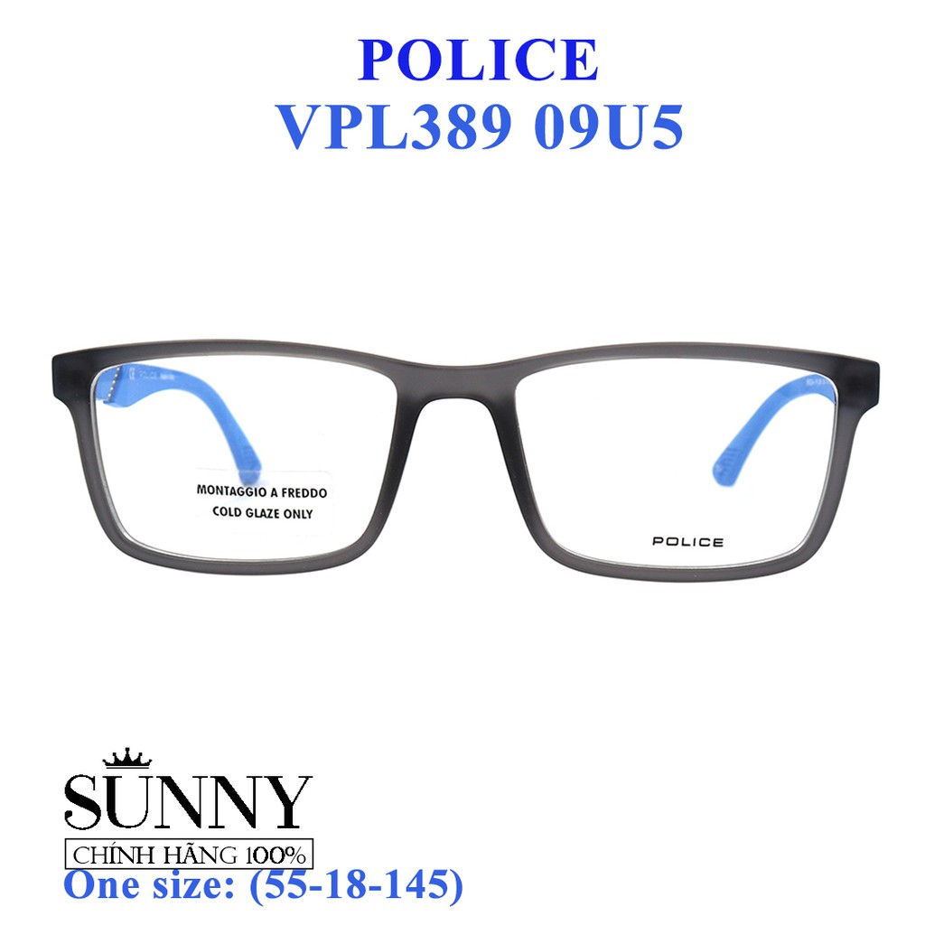 VPL389 09U5 (55-18-145) - gọng kính thời trang Police chính hãng, thiết kế dễ đeo bảo vệ mắt