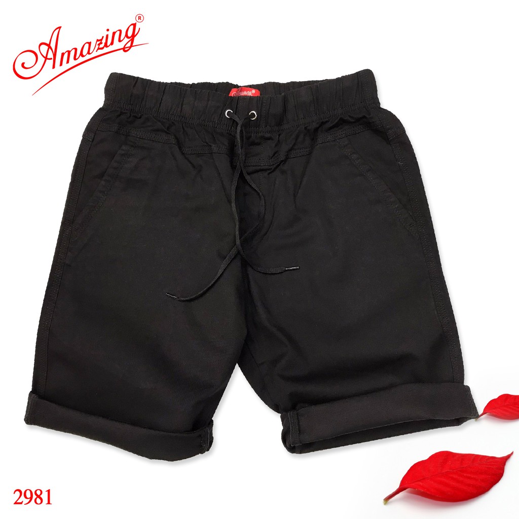 Quần sọt nam thương hiêu Amazing, phong cách thể thao, short kaki lưng thun unisex, có big size