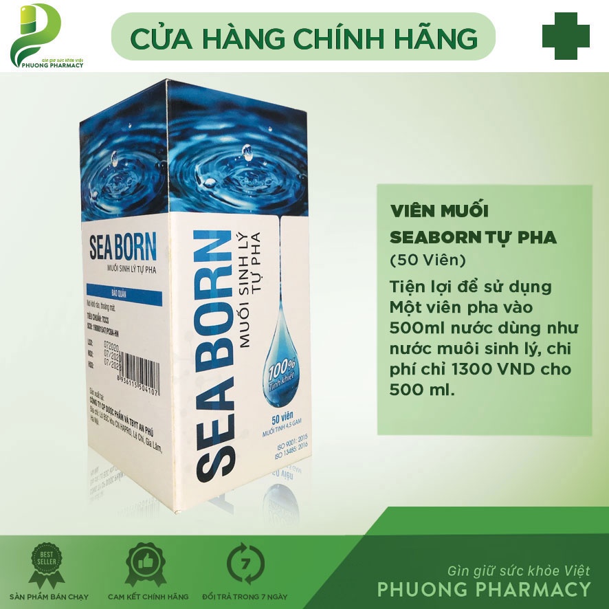 SEABORN Muối Sinh Lý muối biển tự pha 100% Tinh Khiết