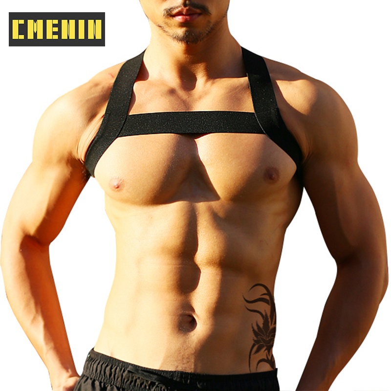Dây đai đeo ngực CMENIN PU5507 co giãn màu trơn gợi cảm cho nam gay