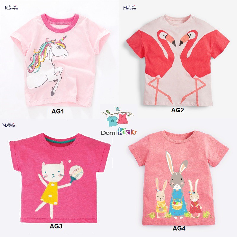 Áo Thun Cho Bé Gái Little Maven - Phông Cộc Tay Cotton Domikids Từ 2-7 Tuổi Phong Cách Âu Mỹ