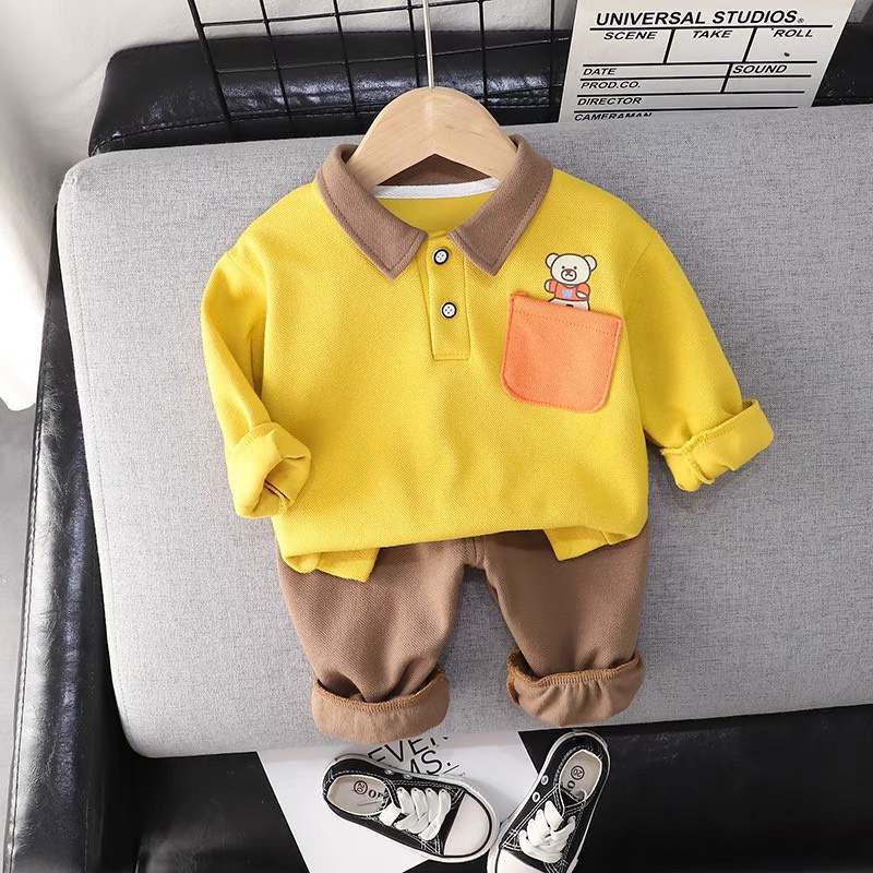 Bộ Thu Đông PEACE Bé Trai Và Bé Gái, Bộ Quần Áo Thu Đông Dài Tay Cho Bé Từ 7-28Kg Thời Trang Trẻ Em Big Baby