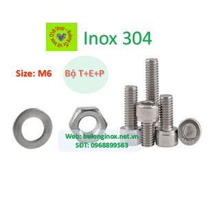 Bulong lục giác chìm đầu trụ size M6  inox bộ Thân + Ecu (Bộ TEP) , ốc đầu trụ , ốc lục lăng đầu trụ inox, inox 304