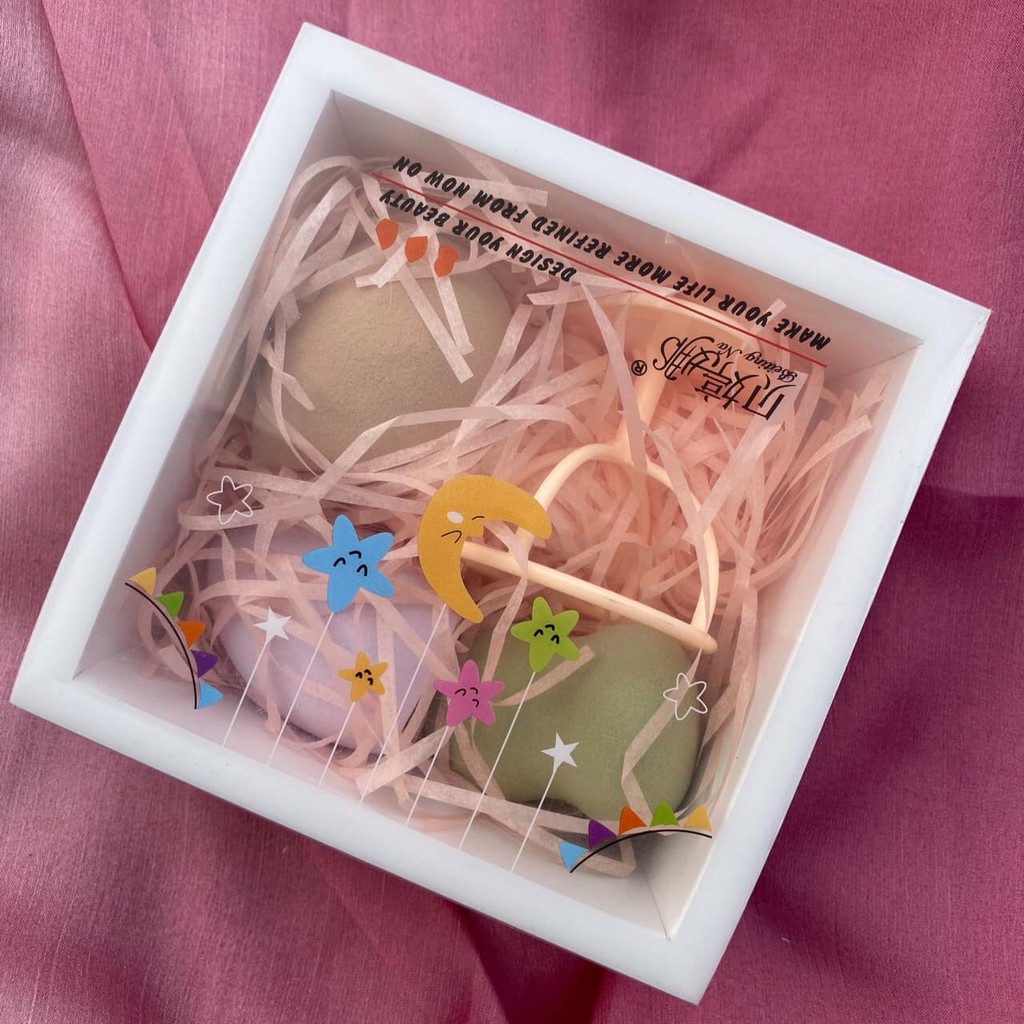 Set 3 bông Mút hồ lô tán nền kèm giá đựng | BigBuy360 - bigbuy360.vn