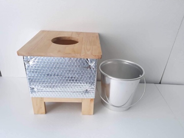 Ghế gỗ xông cao cấp kèm xô chứa