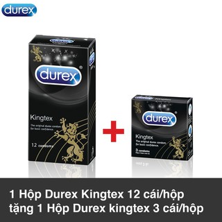 Bộ 1 Hộp Bao Cao Su Durex Kingtex (12 Cái/Hộ)p + Tặng 1 Hộp Bao Cao Su Kingtex (3 Cái/Hộp)