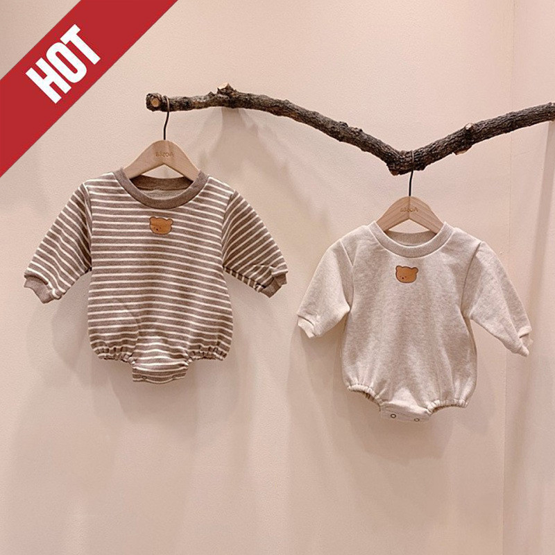 Áo Liền Quần Có Họa Tiết Kẻ Sọc Hình Gấu Độc Đáo Dùng Cho Trẻ Nhỏ