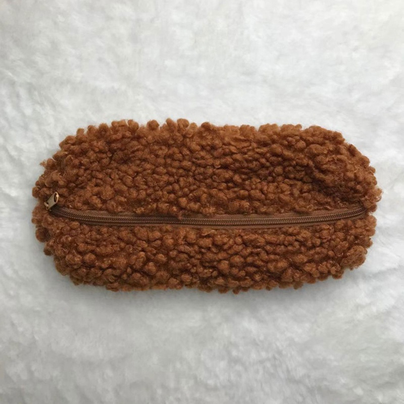 Túi Đựng Bút Bằng Len Lông Cừu Có Khóa Kéo Đa Năng Phong Cách Hàn Quốc Cho Tuổi Teen / Văn Phòng / Học Sinh