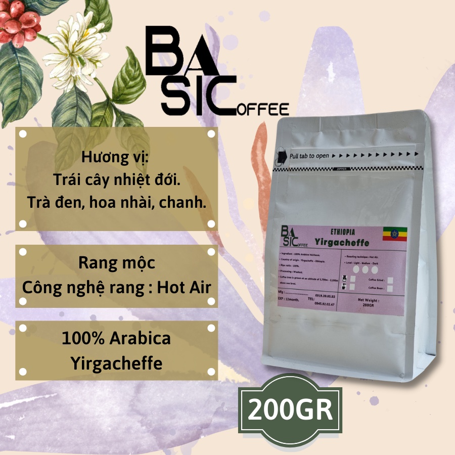 Cà Phê Ethiopia Yirgacheffe Limau Kmali G1 Basic Coffee Cafe Rang Xay Nguyên Chất Ngoại Nhập