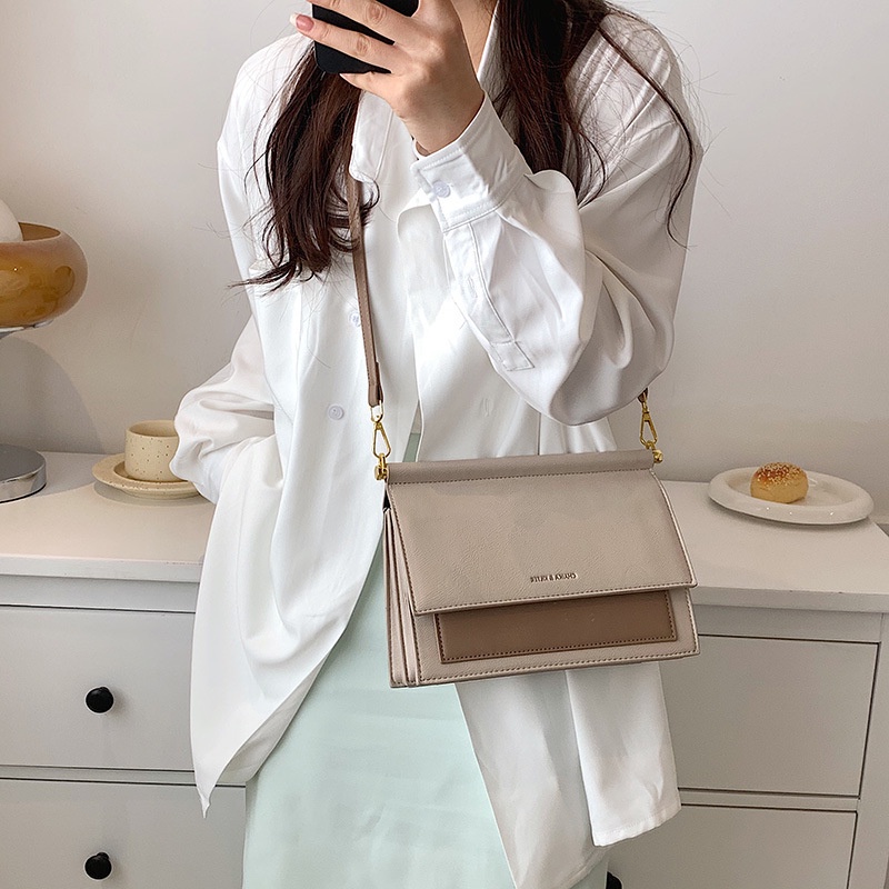 Túi Đeo JASMIN NOIR chéo da PU phối màu tương phản cho nữ