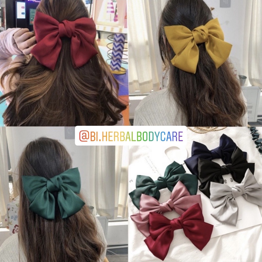 [Hàng thiết kế] Cột tóc kẹp tóc tiểu thư nơ to vải satin lụa handmade xinh xắn nhiều màu cho bạn nữ
