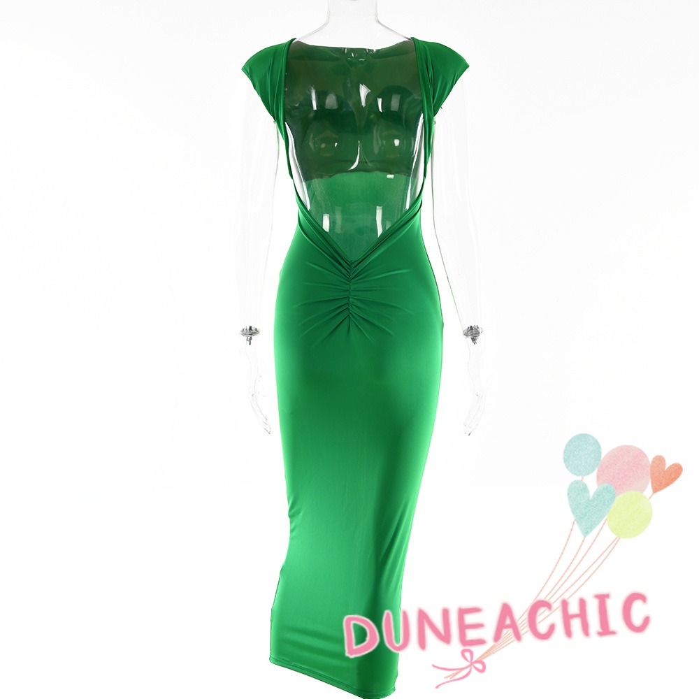 DUNEA Đầm Dài Hở Lưng Màu Trơn Quyến Rũ Thanh Lịch Dành Cho Nữ