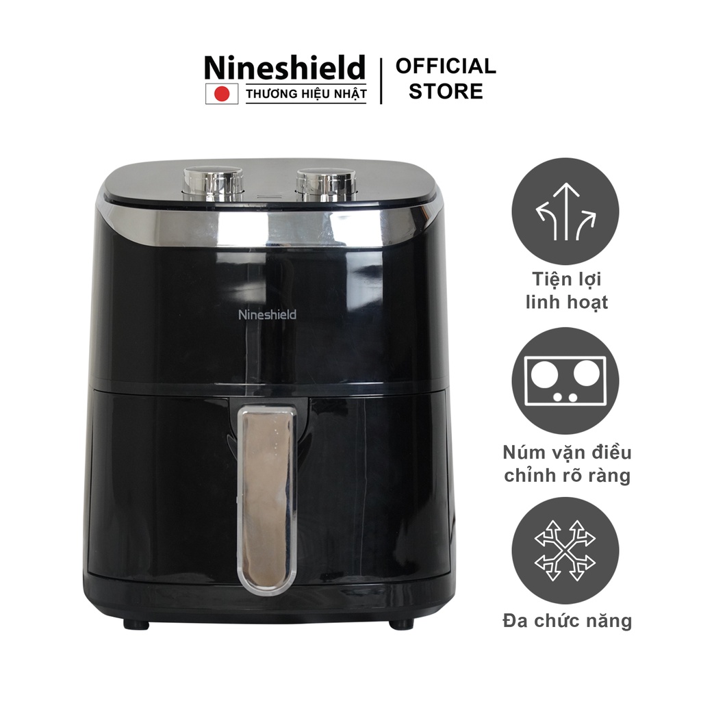 Nồi chiên không dầu Nineshield KB5002M dung tích 8L mặt kính, lòng nồi 5,2L - Nồi chiên đa năng bảo hành 12T