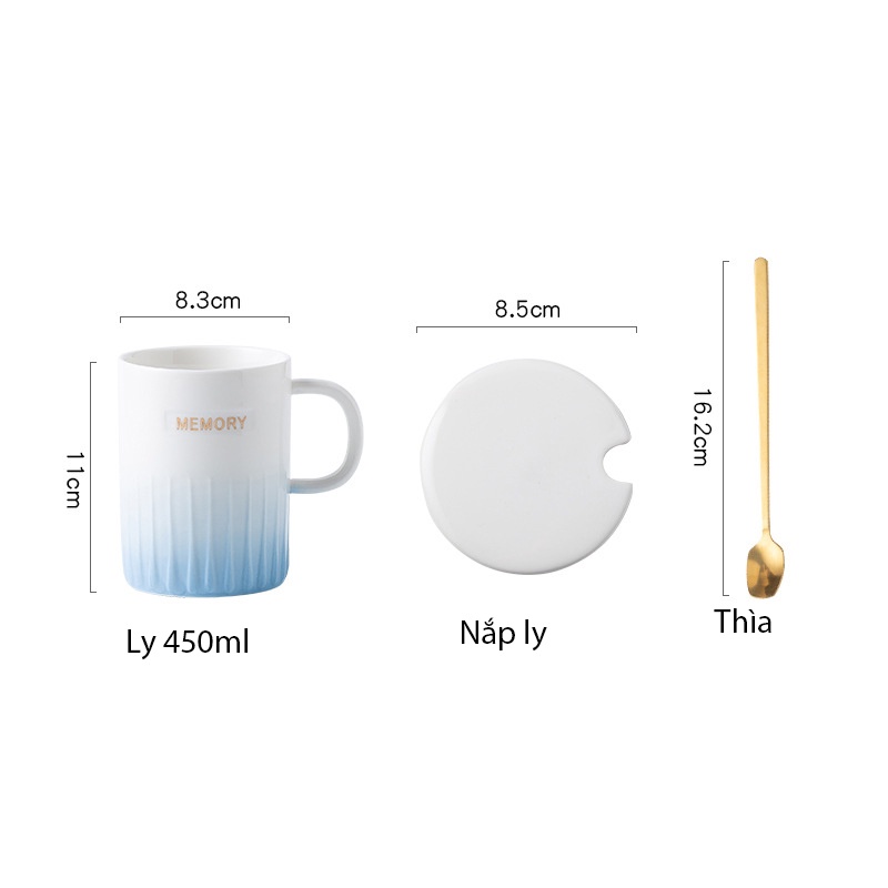 (Hàng Đẹp) Ly Sứ Cao Cấp Cho Dân Văn Phòng, An toàn sức khỏe – Khơi nguồn sáng tạo.Kèm nắp đậy và thìa.