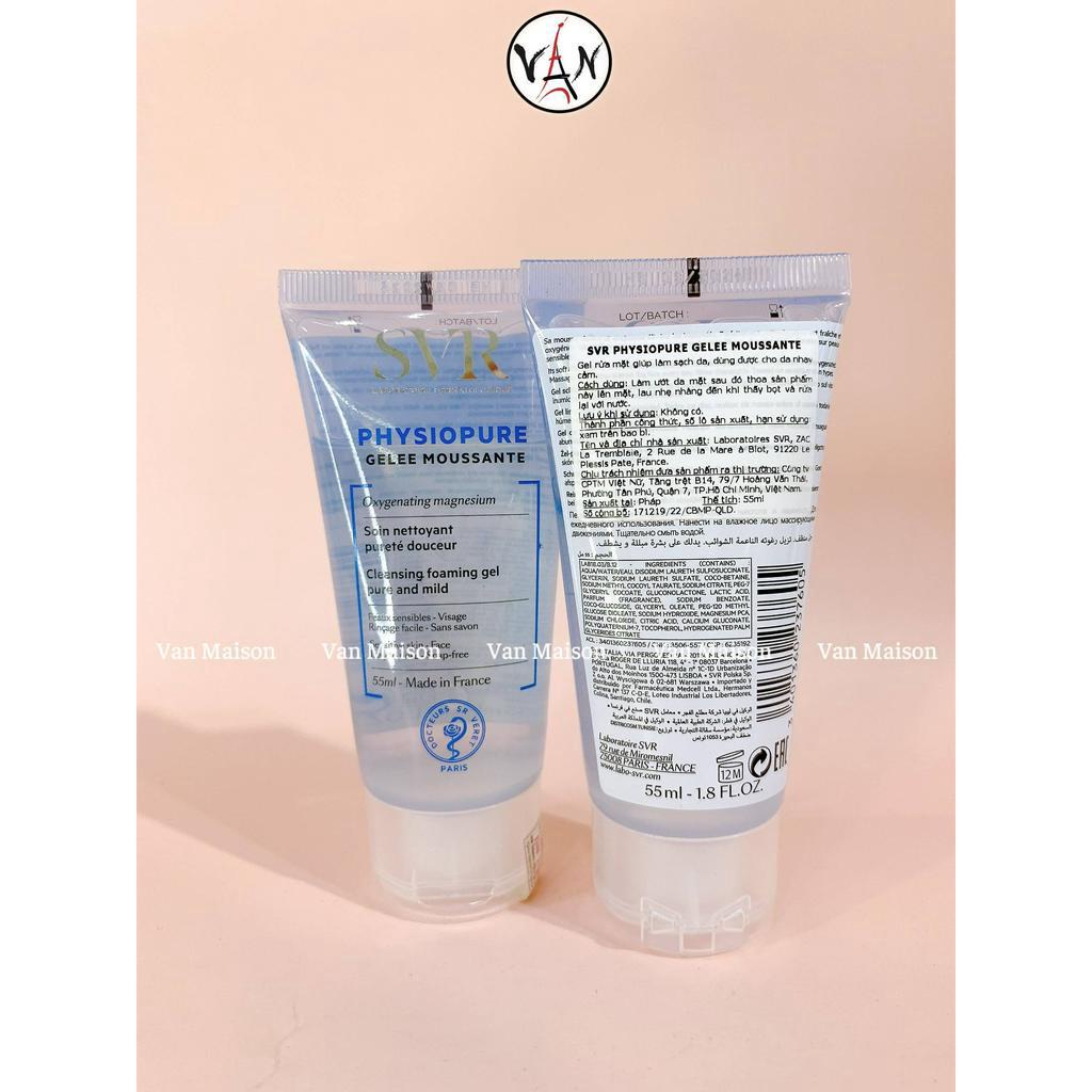 Gel rửa mặt svr physiopure gelée moussante dành cho da nhạy cảm 55ml , 200ml