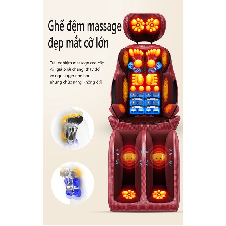 Ghế đệm massage toàn thân rung đa năng, Thiết bị massage vai gáy,lưng, toàn thân gia dụng dành cho người lớn tuổi