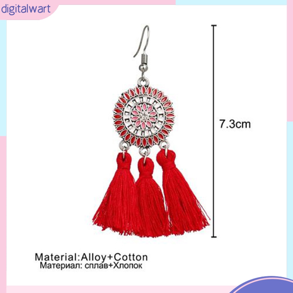 Đôi khuyên tai hợp kim hình hoa hướng dương phối tua rua thời trang cho nữ