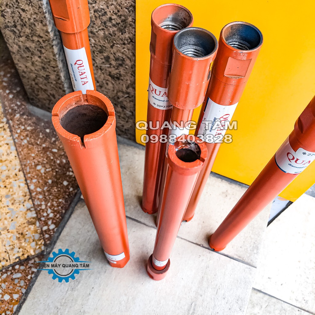 Mũi Khoan Rút Lõi Bê Tông phi từ 18 - 20 - 22 - 25 - 27 - 30 - 32 - 36 mm x 370mm QUATA