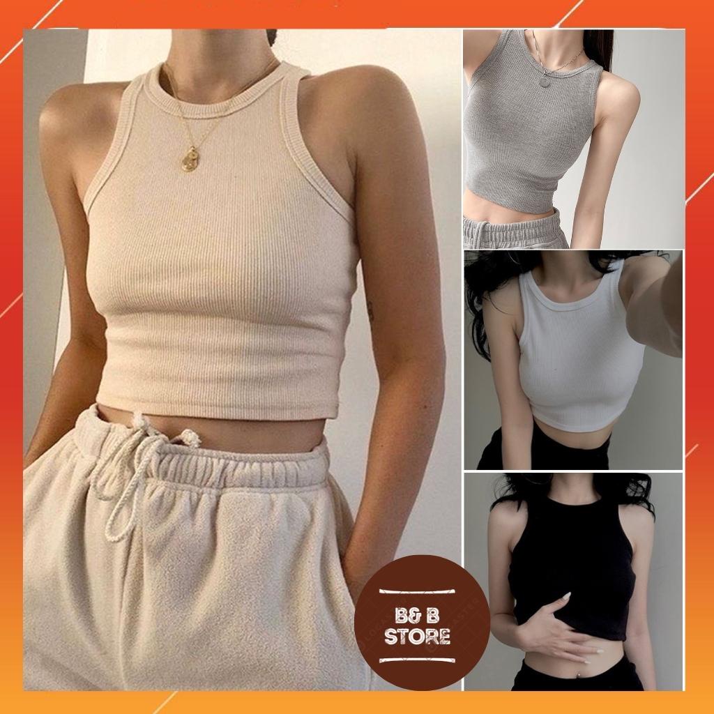 Áo Croptop Nữ Sát Nách Ba Lỗ Thun Không Tay Kiểu Ôm Body Tank Top Vải Cotton Co Giãn Tốt