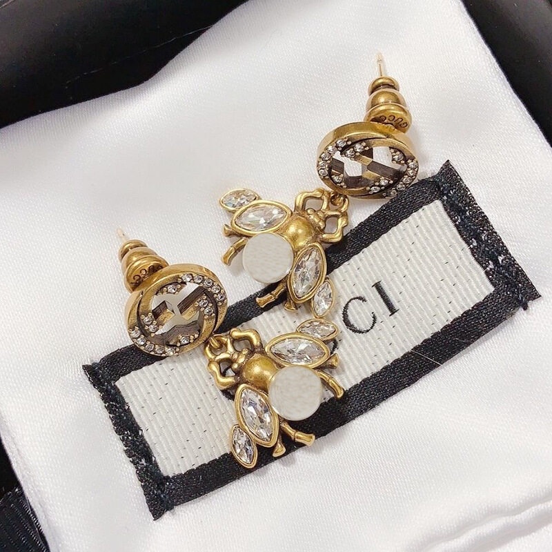 Bông tai mạ bạc 925 hình chú ong gắn ngọc trai