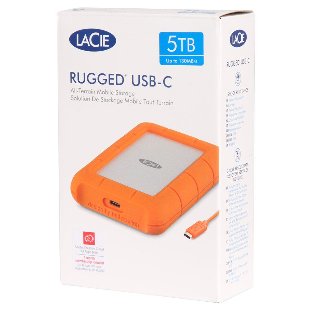 [Mã 55ELSALE2 giảm 5% đơn 3TR] Ổ cứng di động LACIE RUGGED HDD USB-C dành cho mac và windows