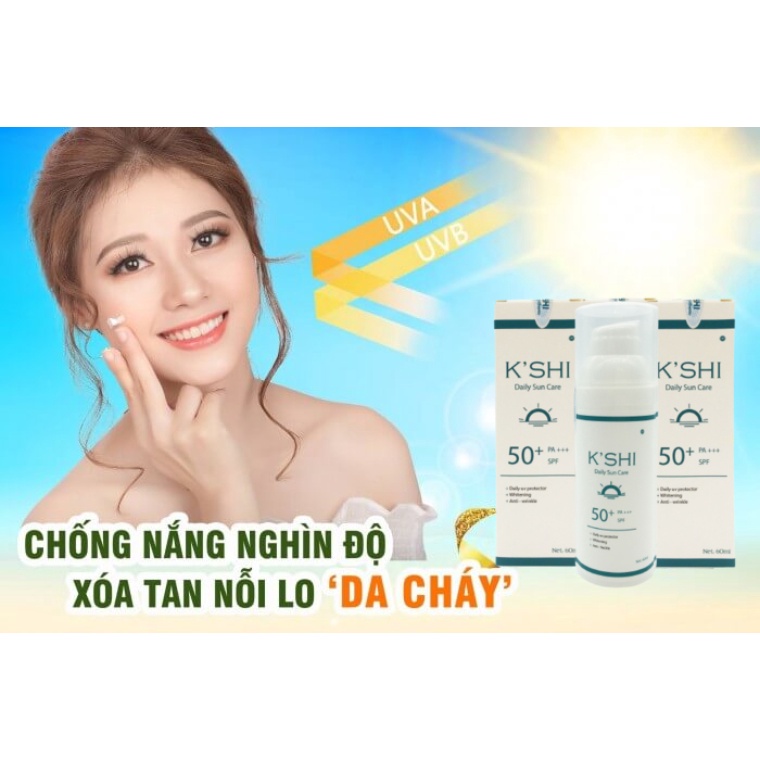 Bộ 3 Chăm Sóc Da K'shi, Sữa Rửa Mặt Làm Sạch Sâu, Serum B5 và Kem chống nắng bảo vệ Dưỡng Da trắng Sáng K'shi