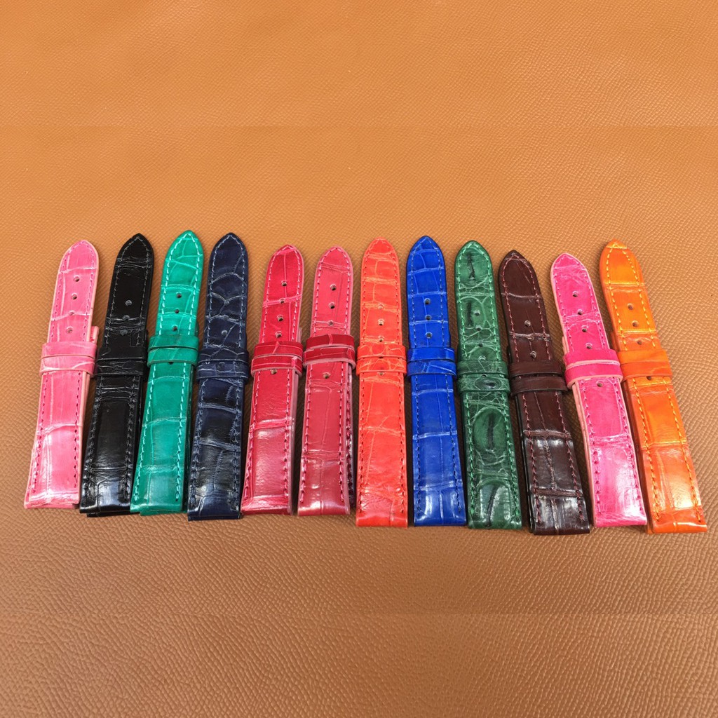 Dây đồng hồ da cá sấu đủ màu size 18/16mm DOHA