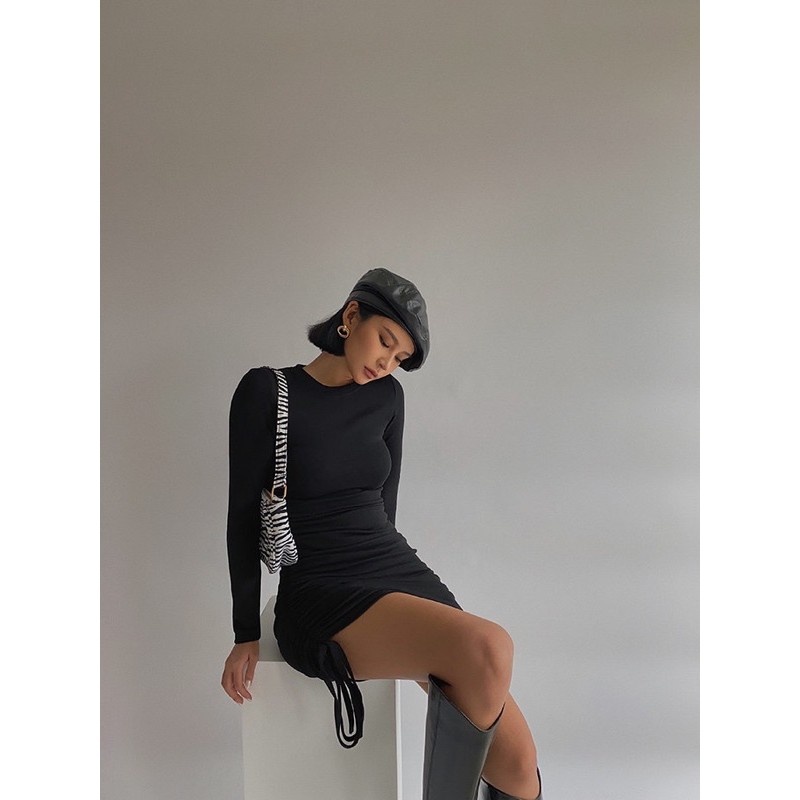 🦋 Đầm Body Tay Dài Rút Dây Sườn 🦋