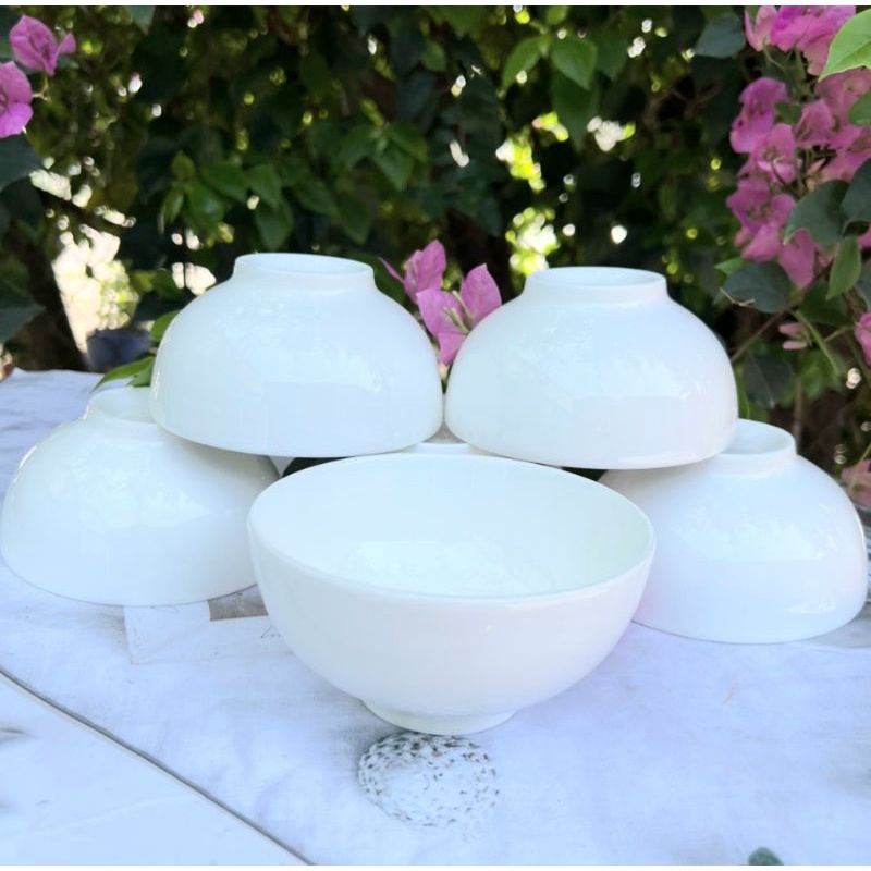 Bộ 10 chén sứ trắng trơn size 11cm, bộ 10 bát ăn cơm, chén ăn cơm