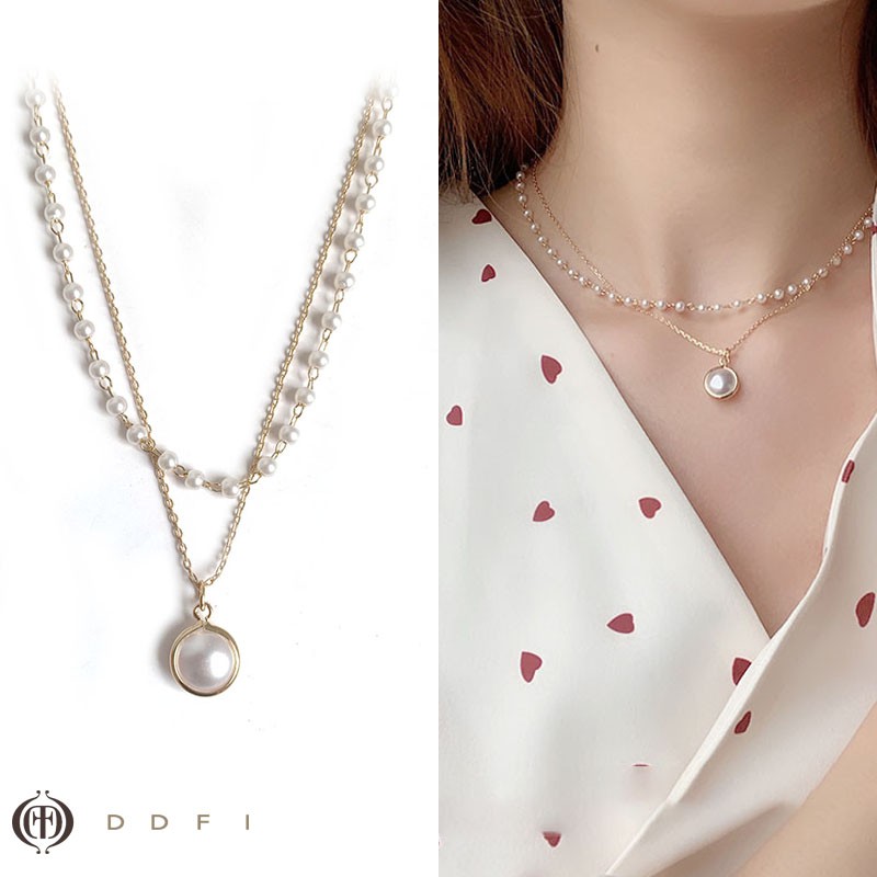 [Mã FASHIONCB231 hoàn tối đa 30K xu đơn 99K] DDFI - vòng cổ ngọc trai Hàn Quốc 2 lớp đơn giản Trang sức Retro D3D05 | BigBuy360 - bigbuy360.vn